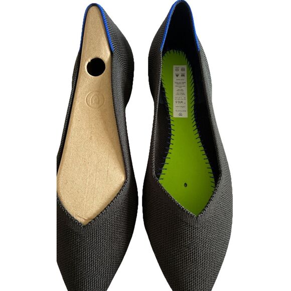 New Rothy’s Women’s The Point Flats In Black Solid Size 10.5 W - Picture 3 of 4
